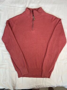Peter Miller Collection Cotton Silk Men's Quarter-Zip Ribbed Pullover Sweater M